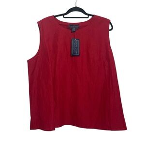 Laura Scott Linen Blend Sleeveless Top Dark Red 24W New